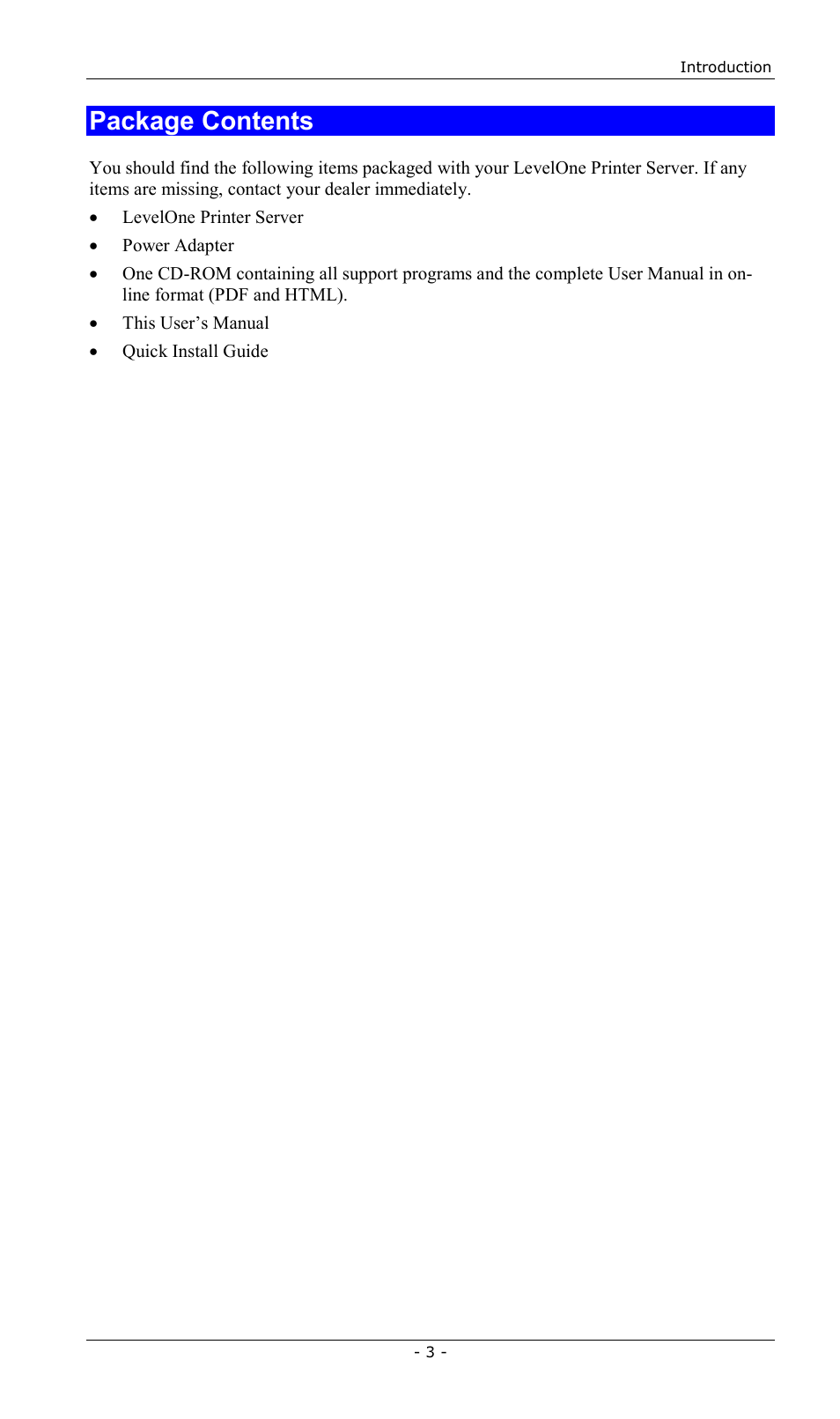 Package contents | LevelOne FPS-2013TXU User Manual | Page 6 / 101