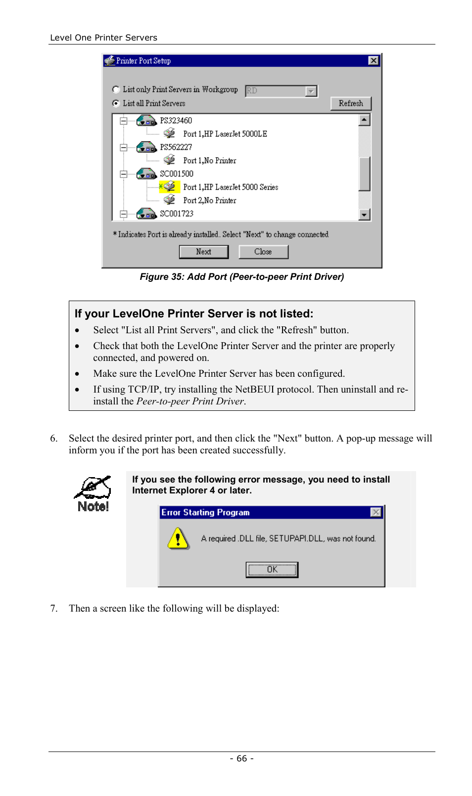 If your levelone printer server is not listed | LevelOne FPS-2013TXU User Manual | Page 69 / 101