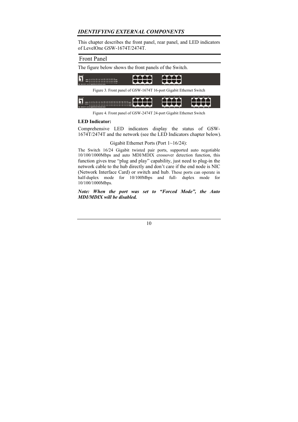 Front panel | LevelOne GSW-2474T User Manual | Page 16 / 41