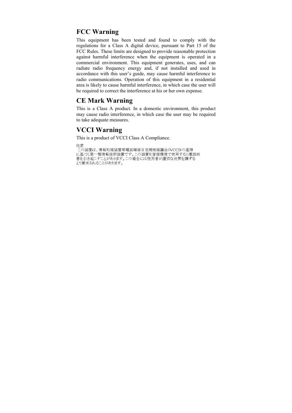 Fcc warning, Ce mark warning, Vcci warning | LevelOne GSW-2474T User Manual | Page 3 / 41