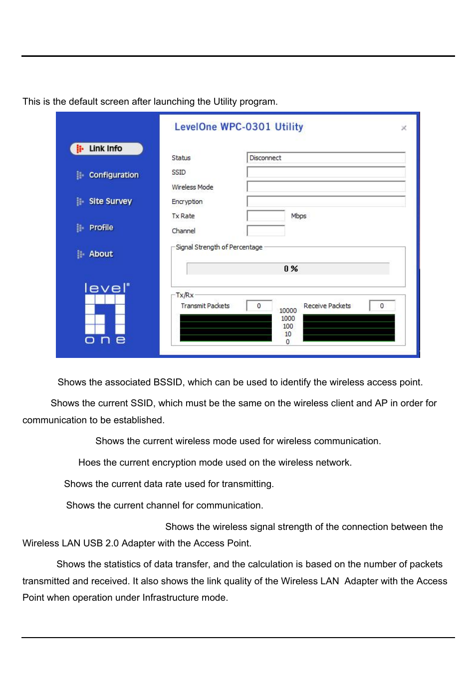 Windows vista wireless utility setting, Nformation, Link information | LevelOne WPC-0301 User Manual | Page 13 / 29