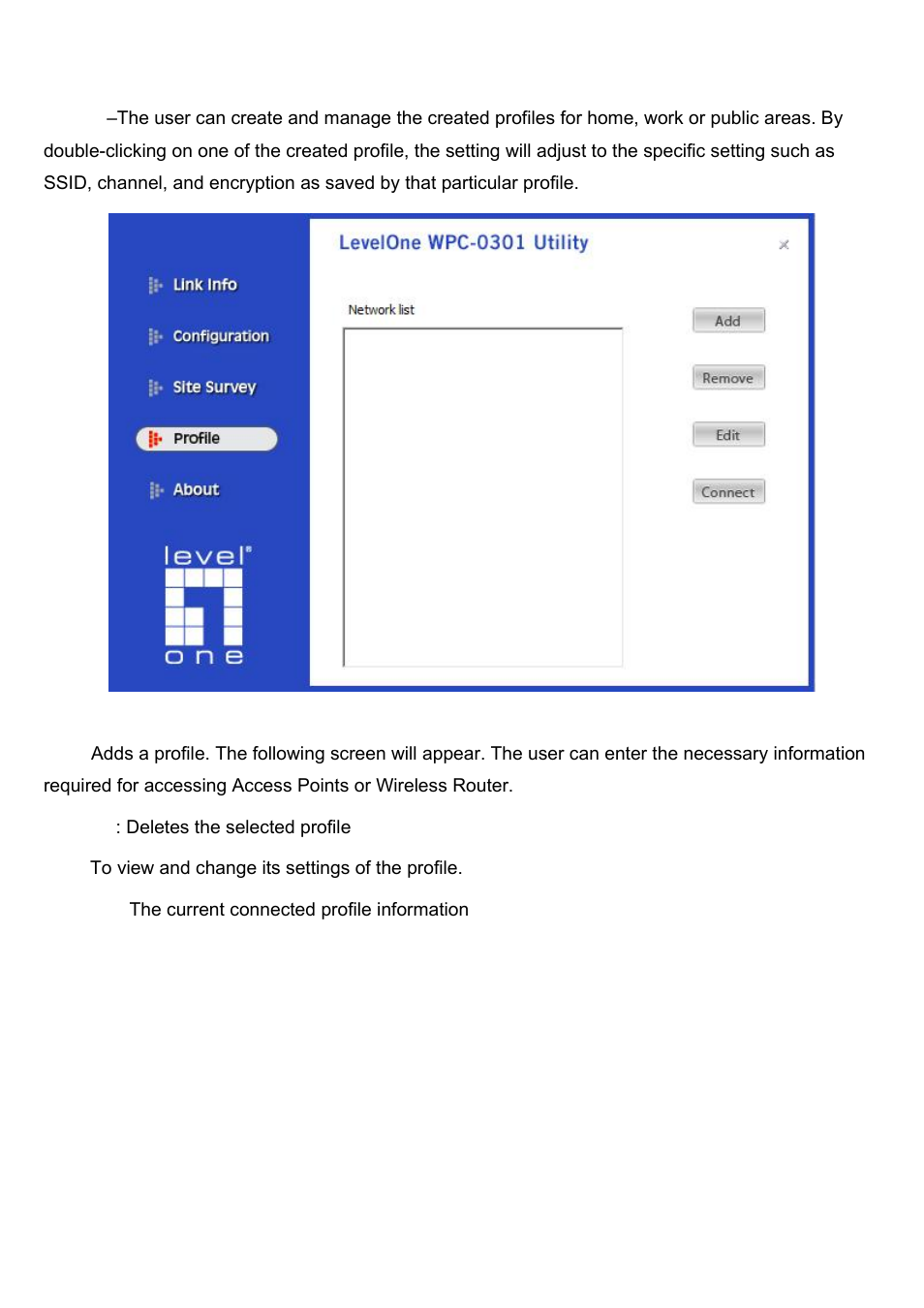 Rofile, Profile | LevelOne WPC-0301 User Manual | Page 17 / 29