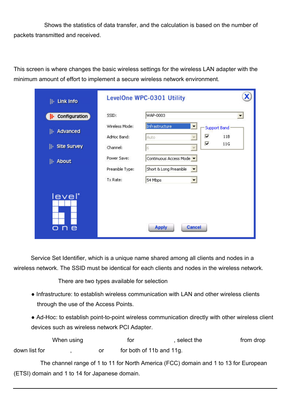Onfiguration, Configuration | LevelOne WPC-0301 User Manual | Page 20 / 29