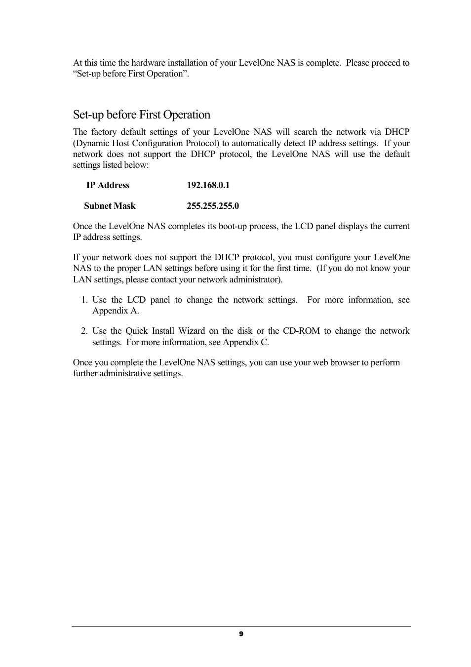 Set-up before first operation | LevelOne GNS-8000 User Manual | Page 10 / 42