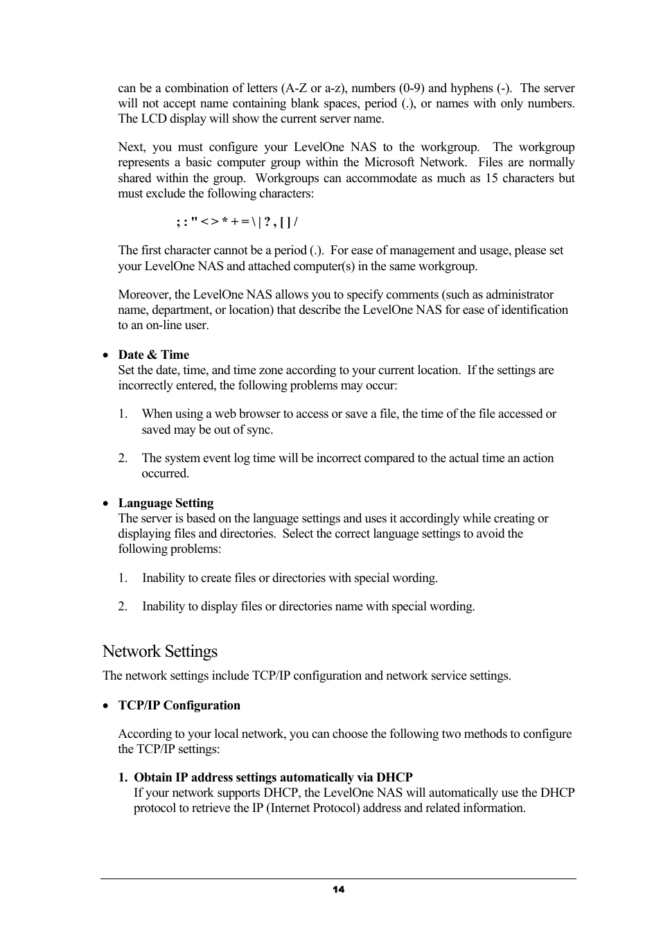 Network settings | LevelOne GNS-8000 User Manual | Page 15 / 42