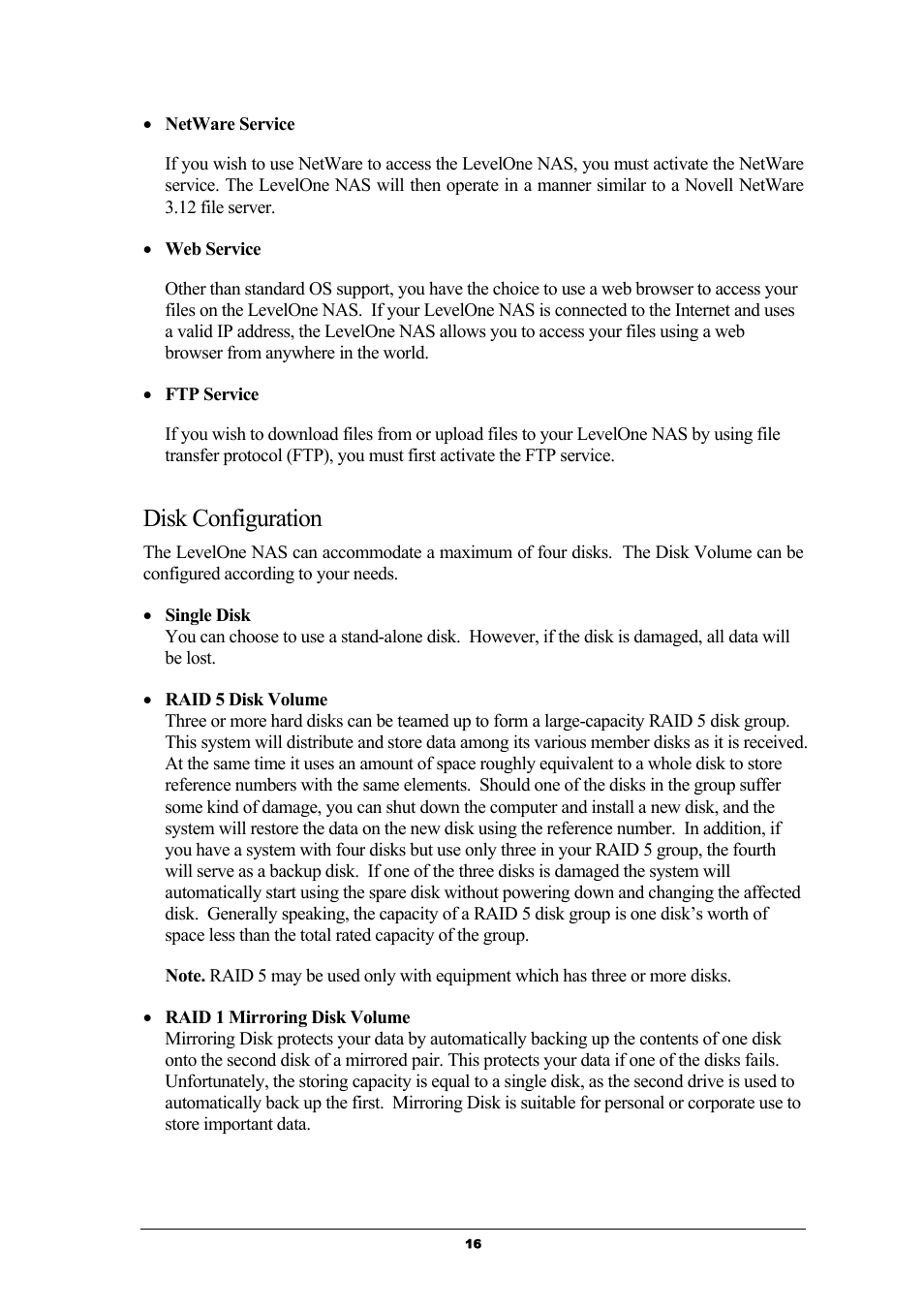 Disk configuration | LevelOne GNS-8000 User Manual | Page 17 / 42