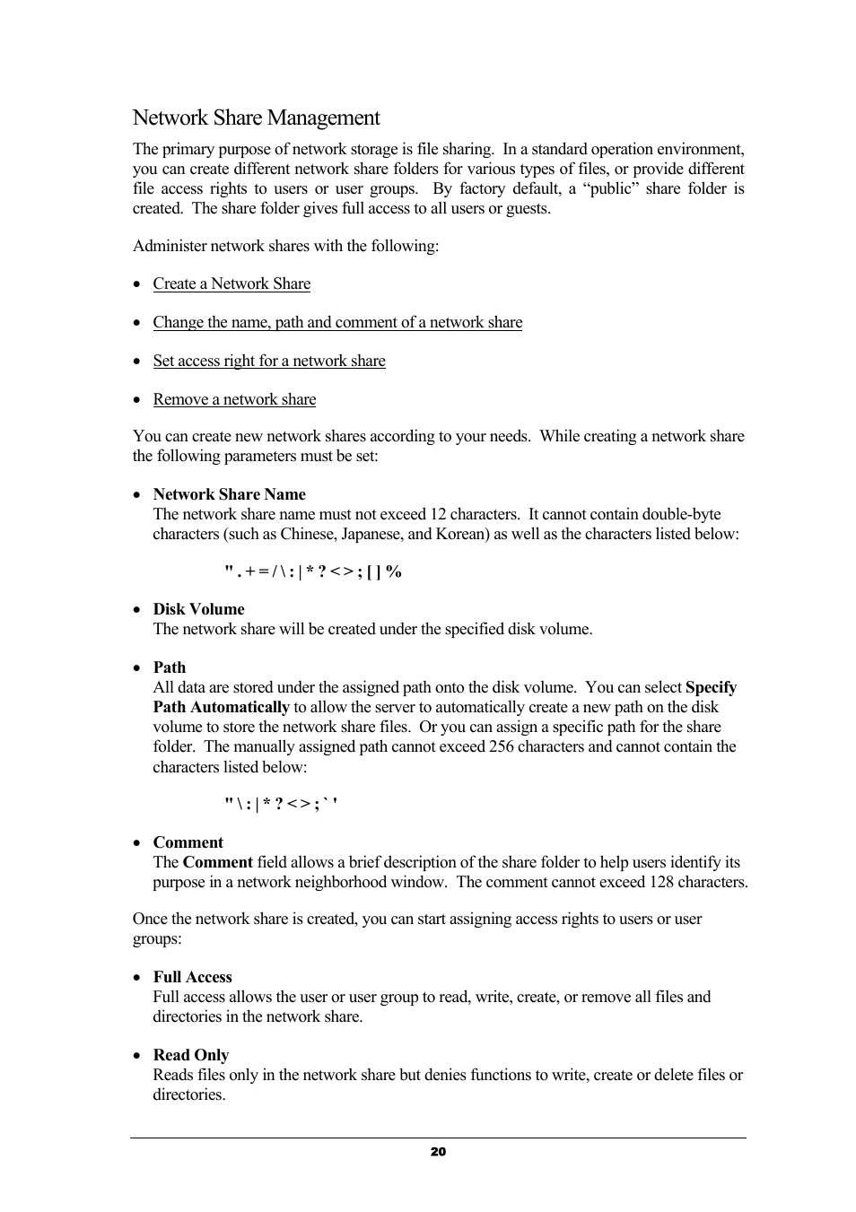 Network share management | LevelOne GNS-8000 User Manual | Page 21 / 42