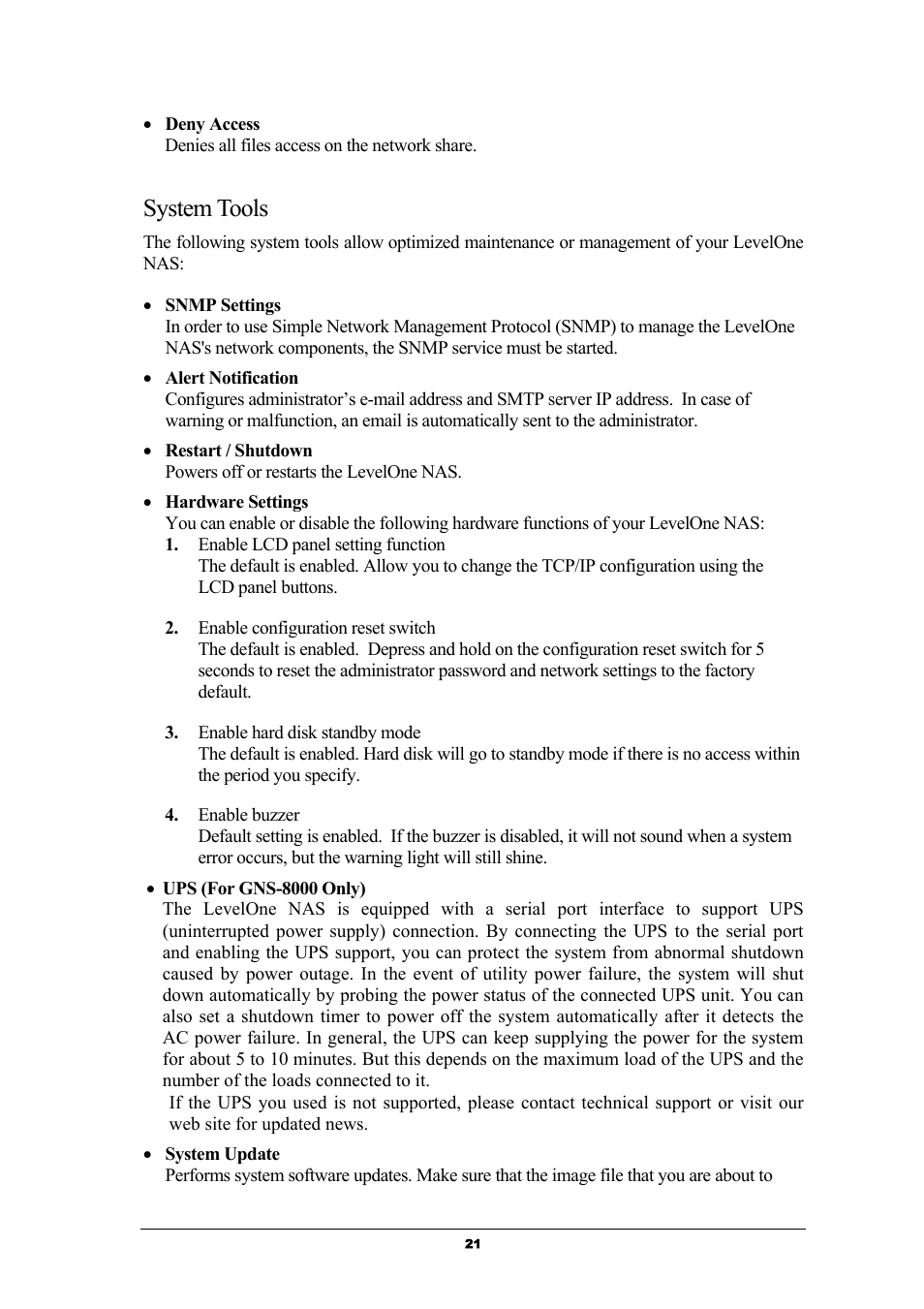 System tools | LevelOne GNS-8000 User Manual | Page 22 / 42