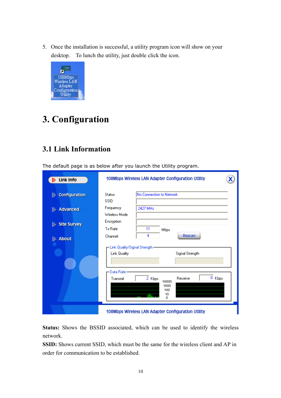 Configuration, 1 link information | LevelOne FreeCon WNC-0300 User Manual | Page 11 / 74