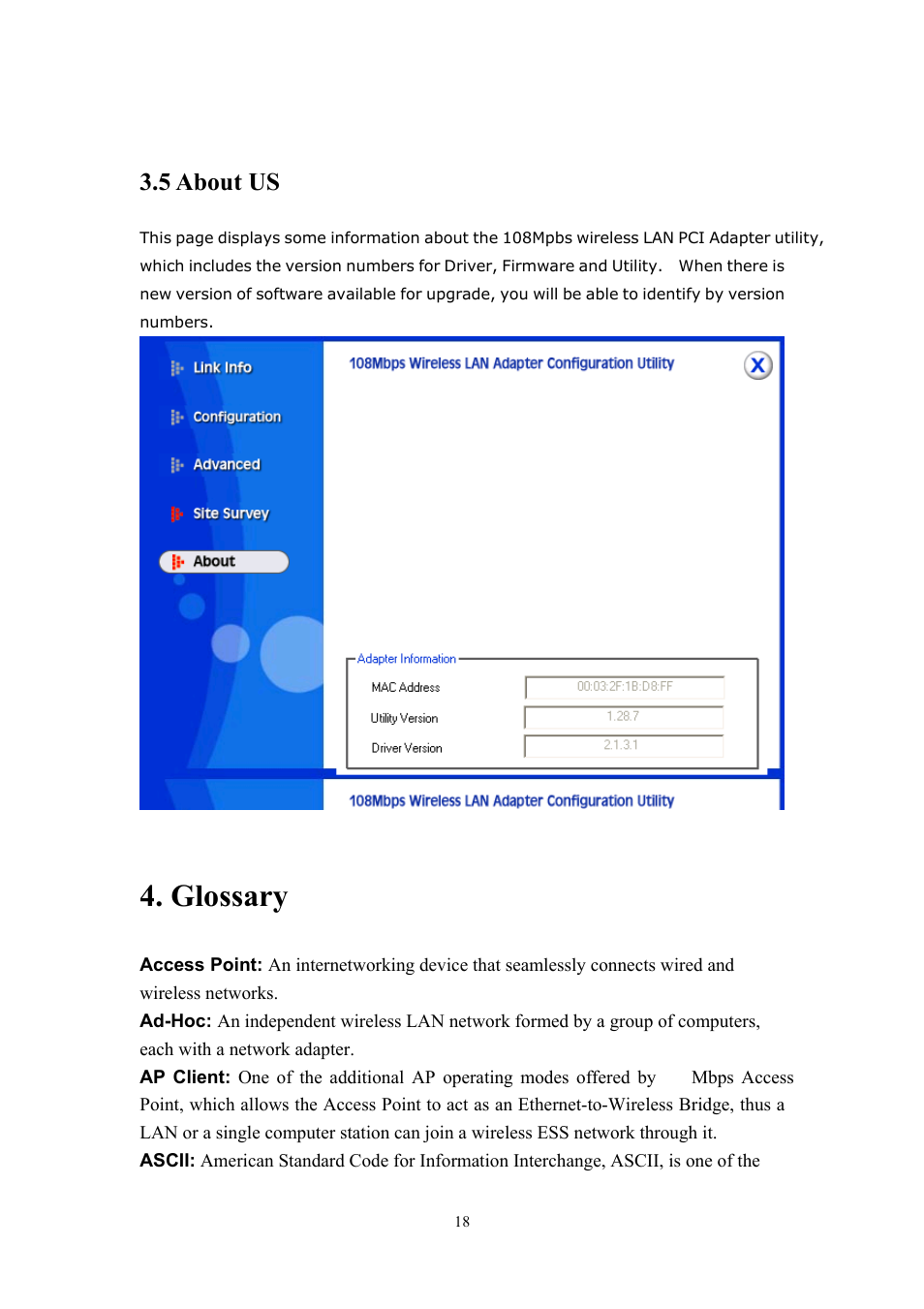 5 about us, Glossary | LevelOne FreeCon WNC-0300 User Manual | Page 19 / 74
