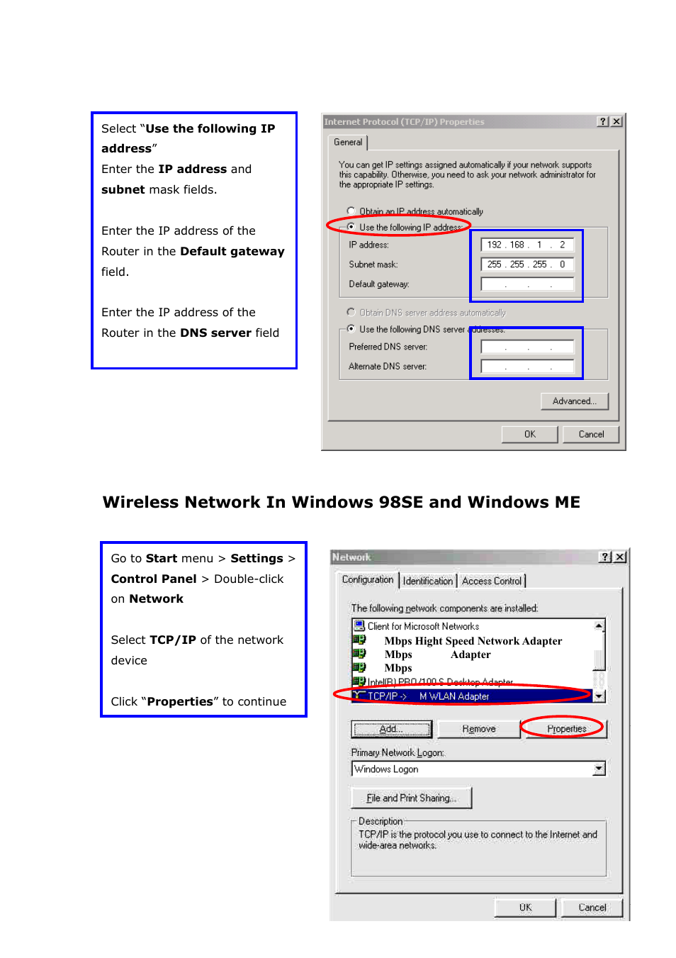 Wireless network in windows 98se and windows me | LevelOne FreeCon WNC-0300 User Manual | Page 37 / 74