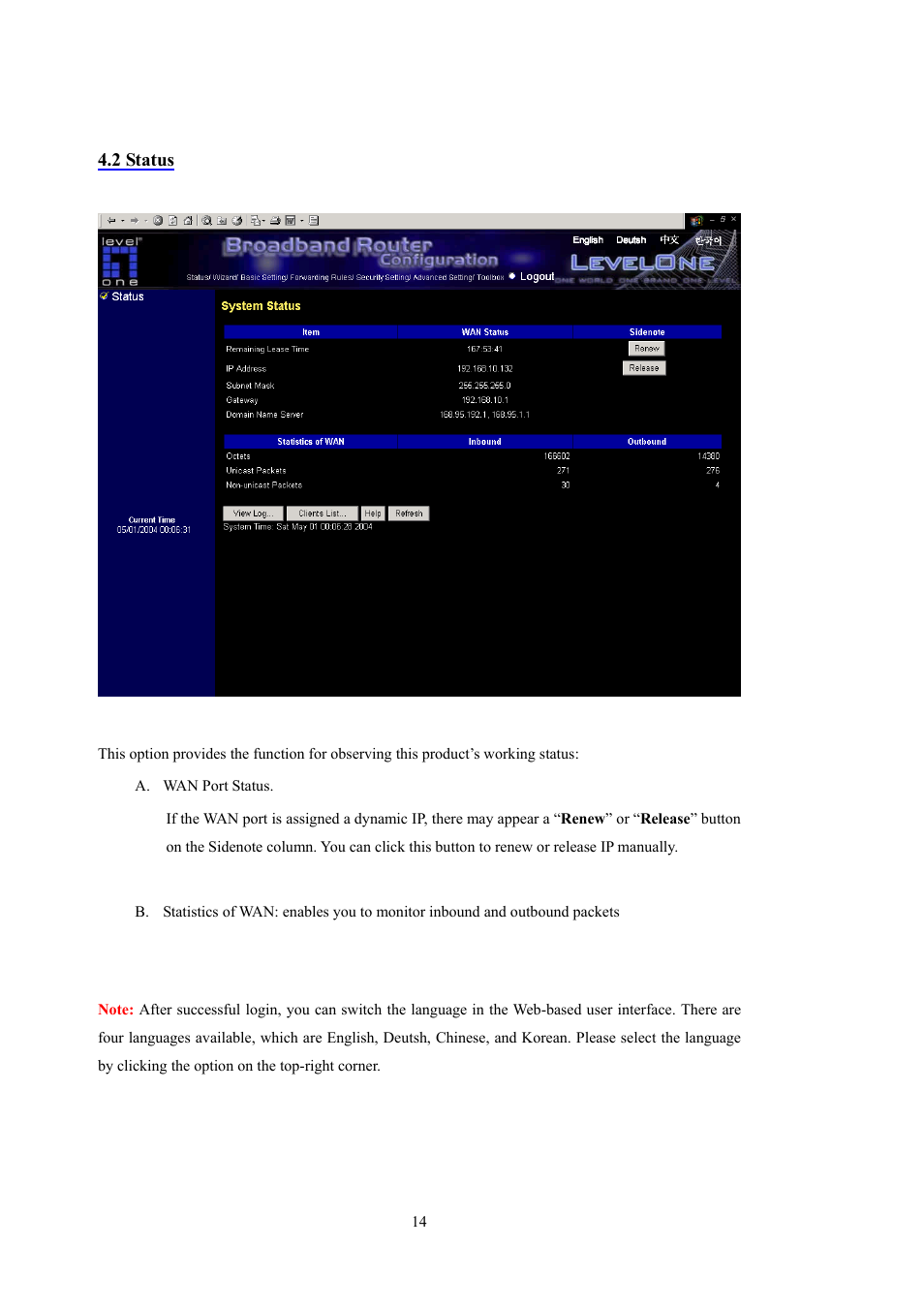 LevelOne WBR-5400 User Manual | Page 14 / 82