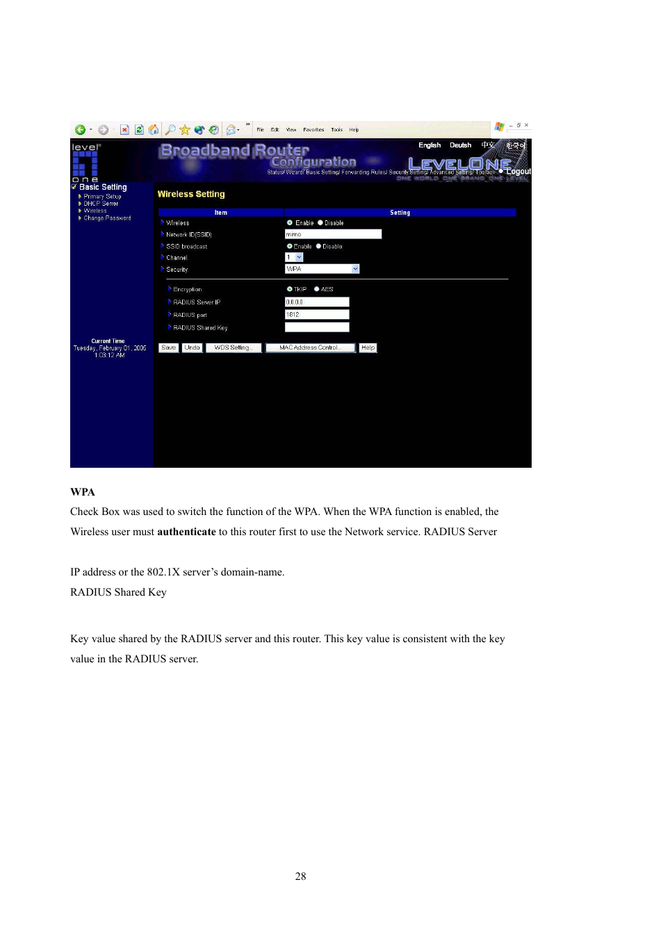 LevelOne WBR-5400 User Manual | Page 28 / 82