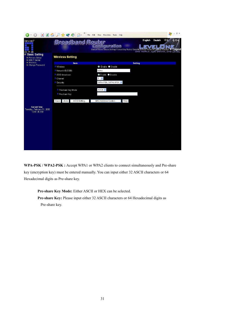 LevelOne WBR-5400 User Manual | Page 31 / 82