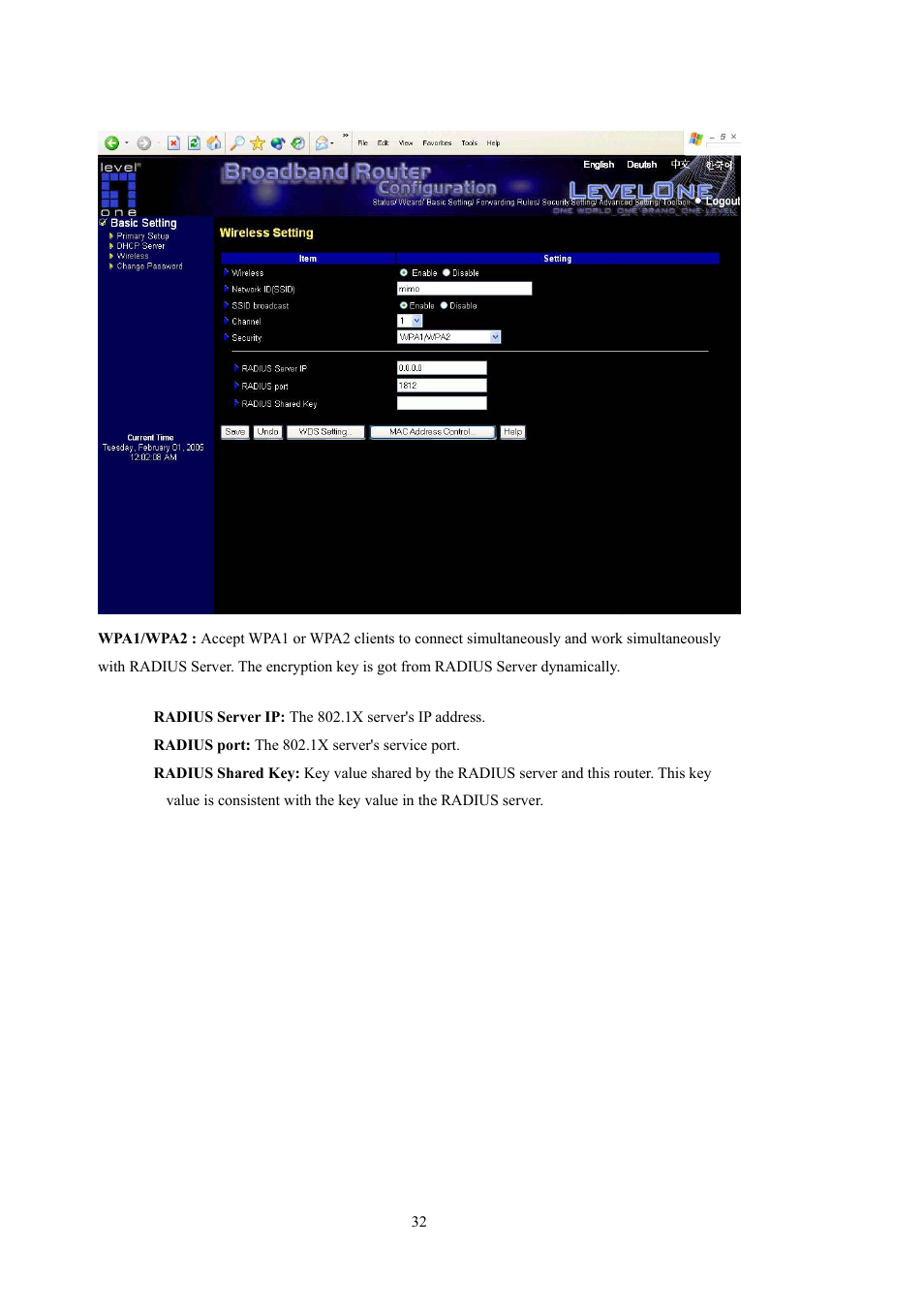 LevelOne WBR-5400 User Manual | Page 32 / 82