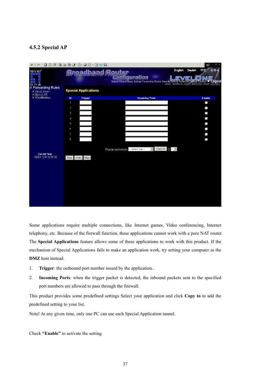 LevelOne WBR-5400 User Manual | Page 37 / 82