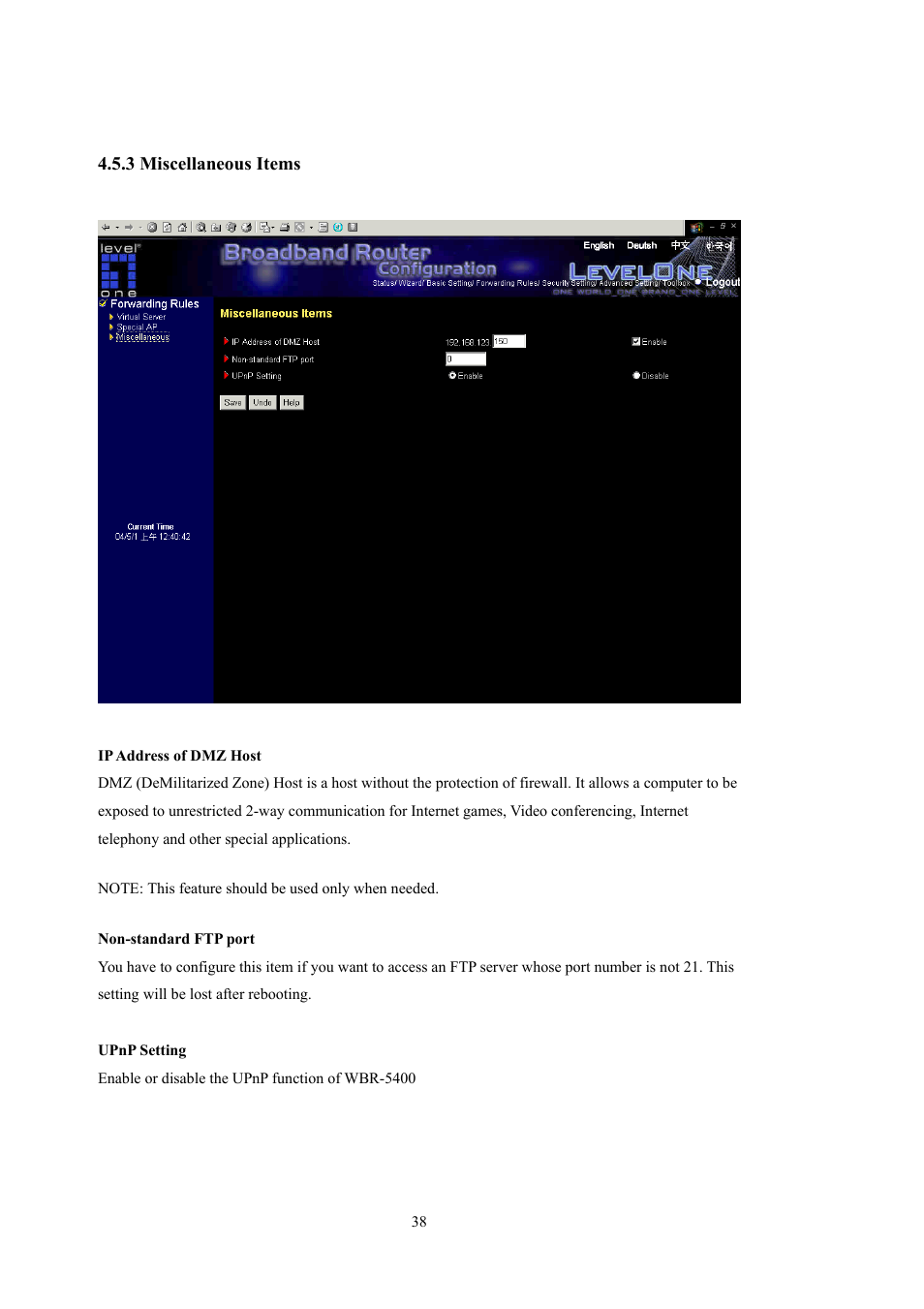 LevelOne WBR-5400 User Manual | Page 38 / 82