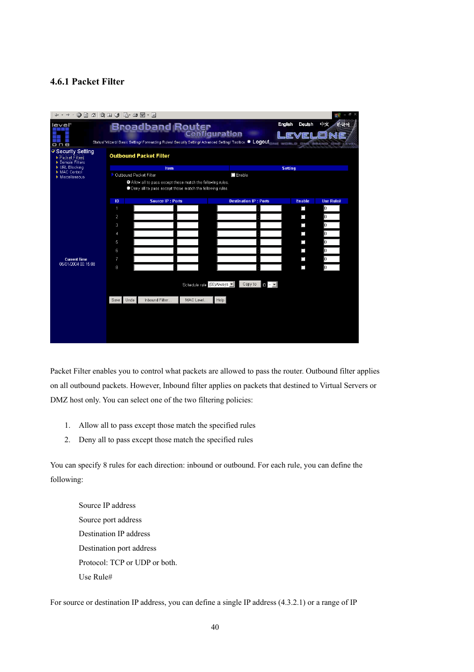 LevelOne WBR-5400 User Manual | Page 40 / 82