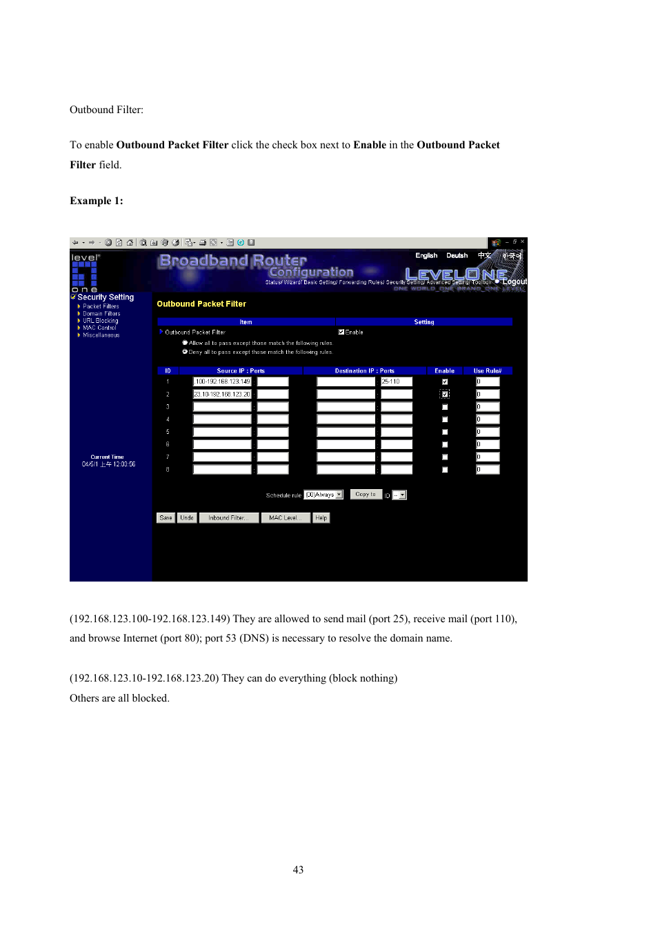 LevelOne WBR-5400 User Manual | Page 43 / 82