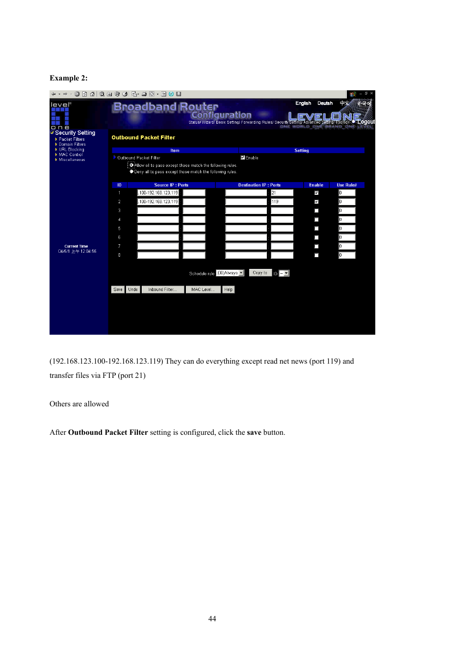 LevelOne WBR-5400 User Manual | Page 44 / 82