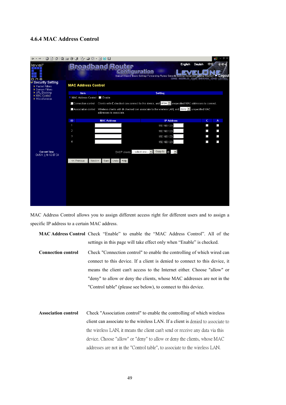 LevelOne WBR-5400 User Manual | Page 49 / 82