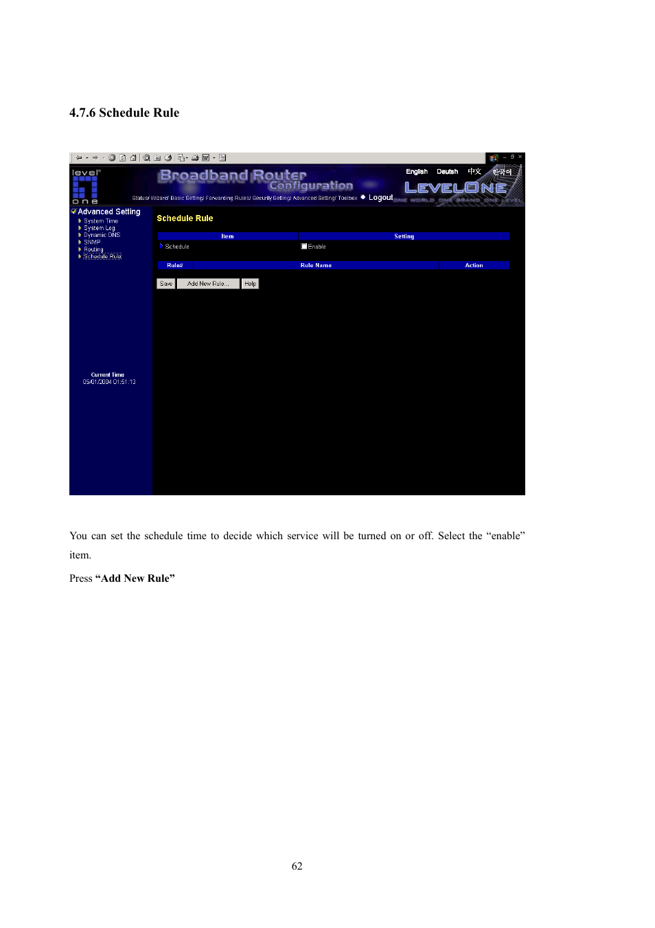 LevelOne WBR-5400 User Manual | Page 62 / 82