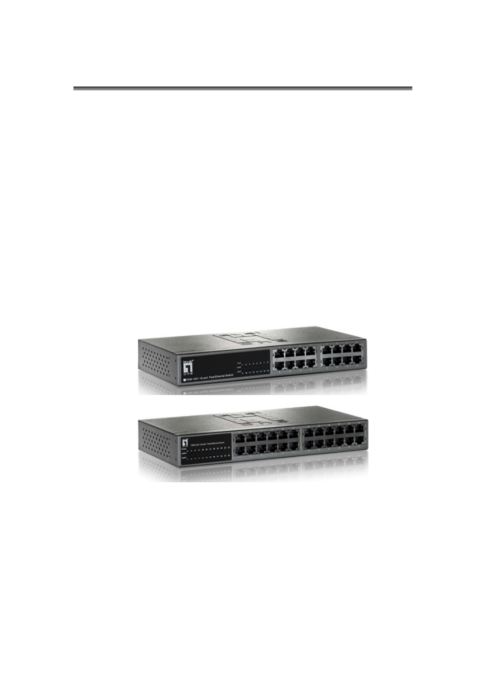 Hardware description, Front panel | LevelOne Fast Ethernet Switch FSW-1621 User Manual | Page 5 / 10