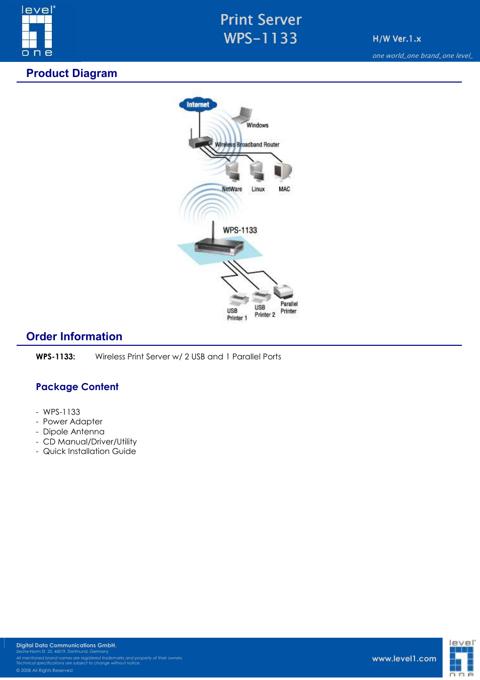 Print server | LevelOne WPS-1133 User Manual | Page 2 / 2