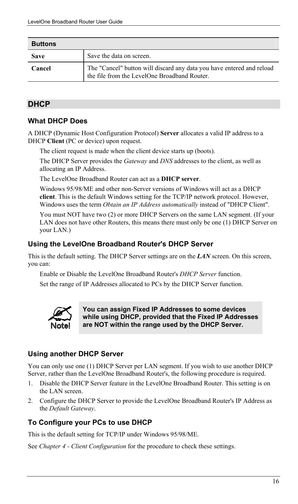 Dhcp | LevelOne FBR-1402TX User Manual | Page 19 / 92