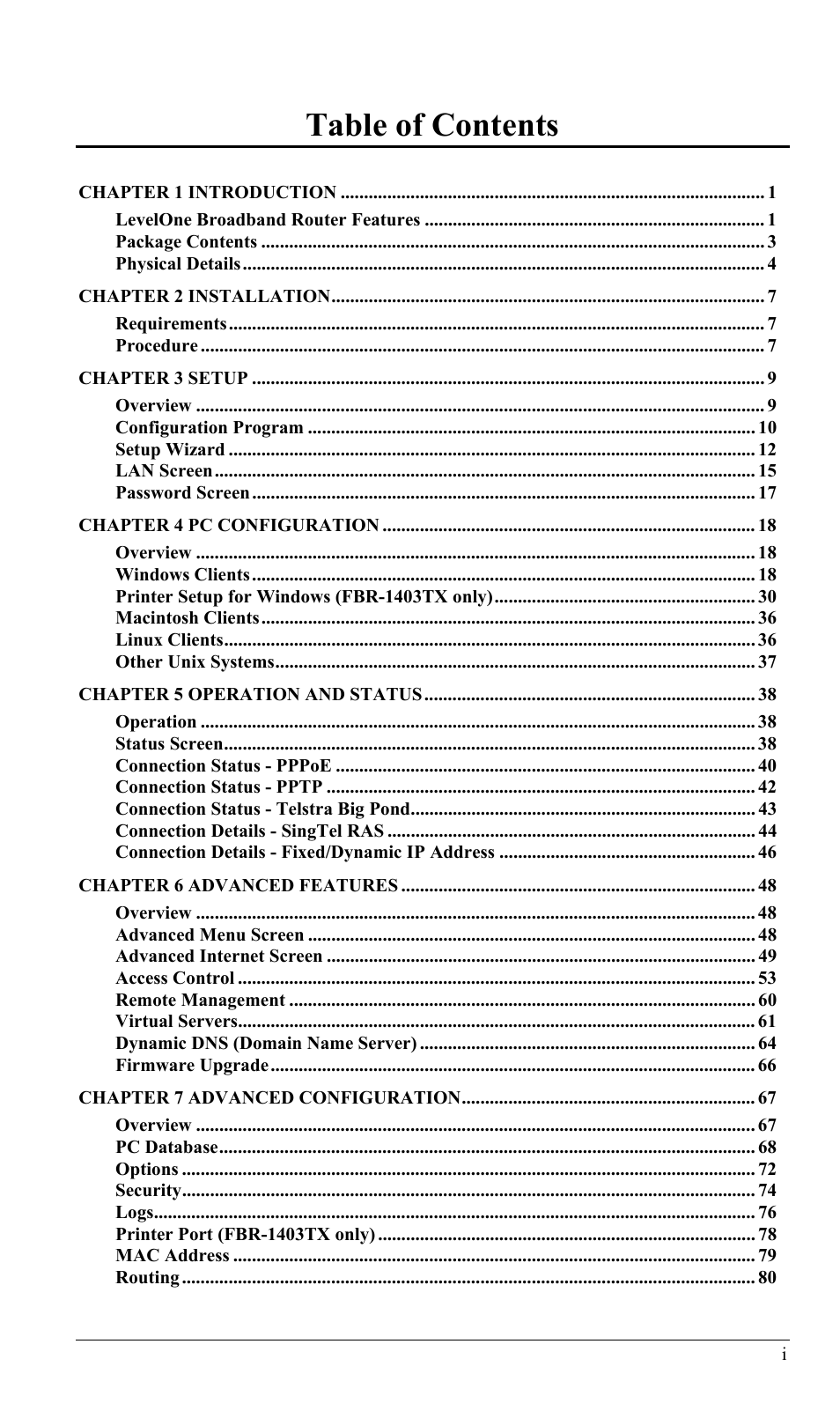 LevelOne FBR-1402TX User Manual | Page 2 / 92