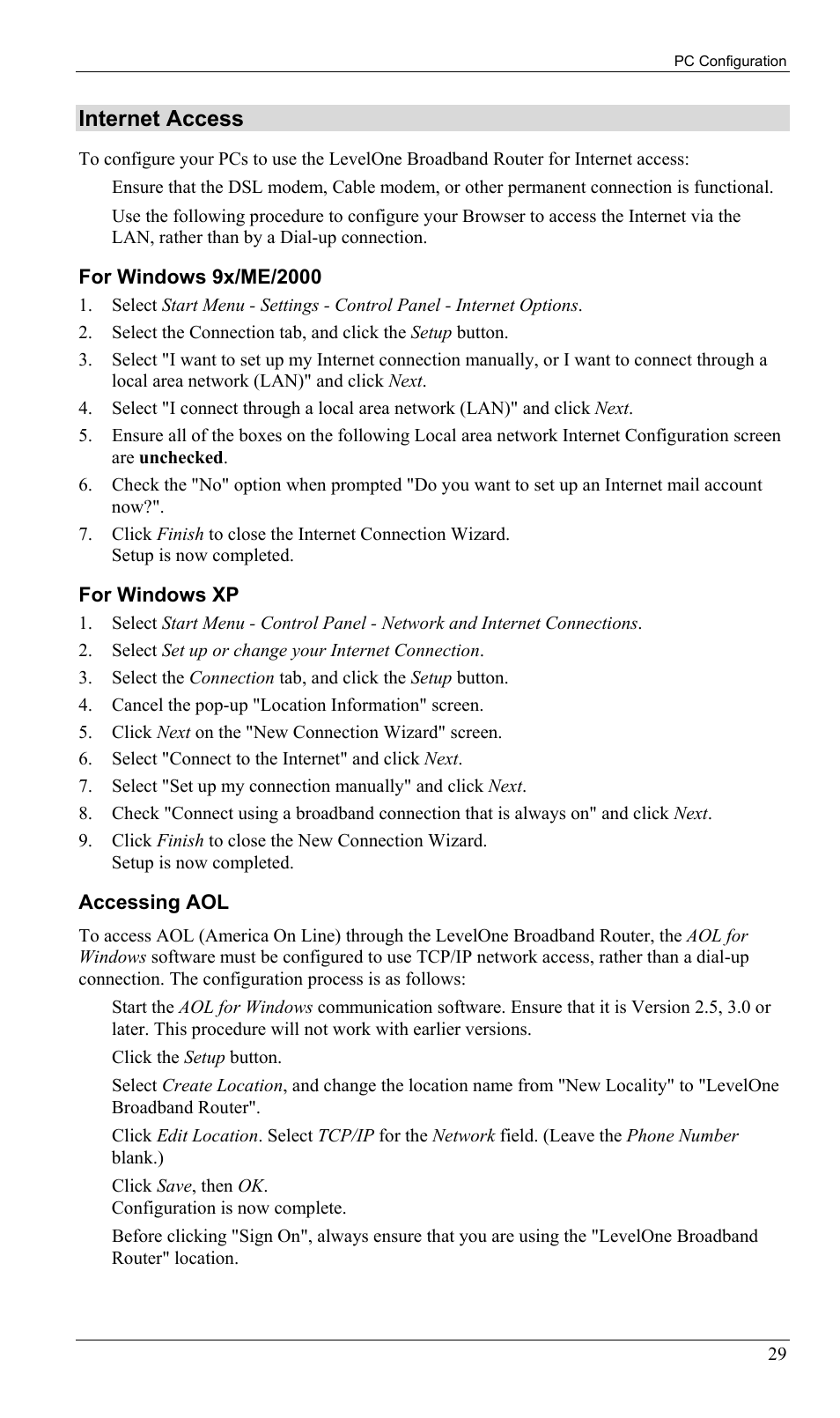 Internet access | LevelOne FBR-1402TX User Manual | Page 32 / 92