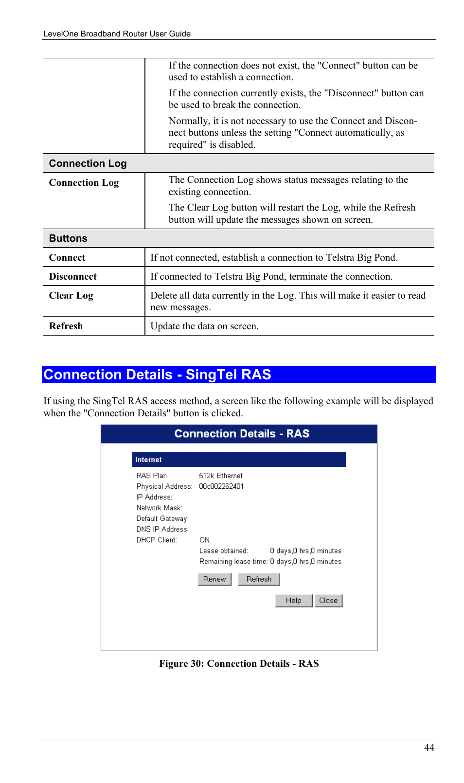 Connection details - singtel ras | LevelOne FBR-1402TX User Manual | Page 47 / 92