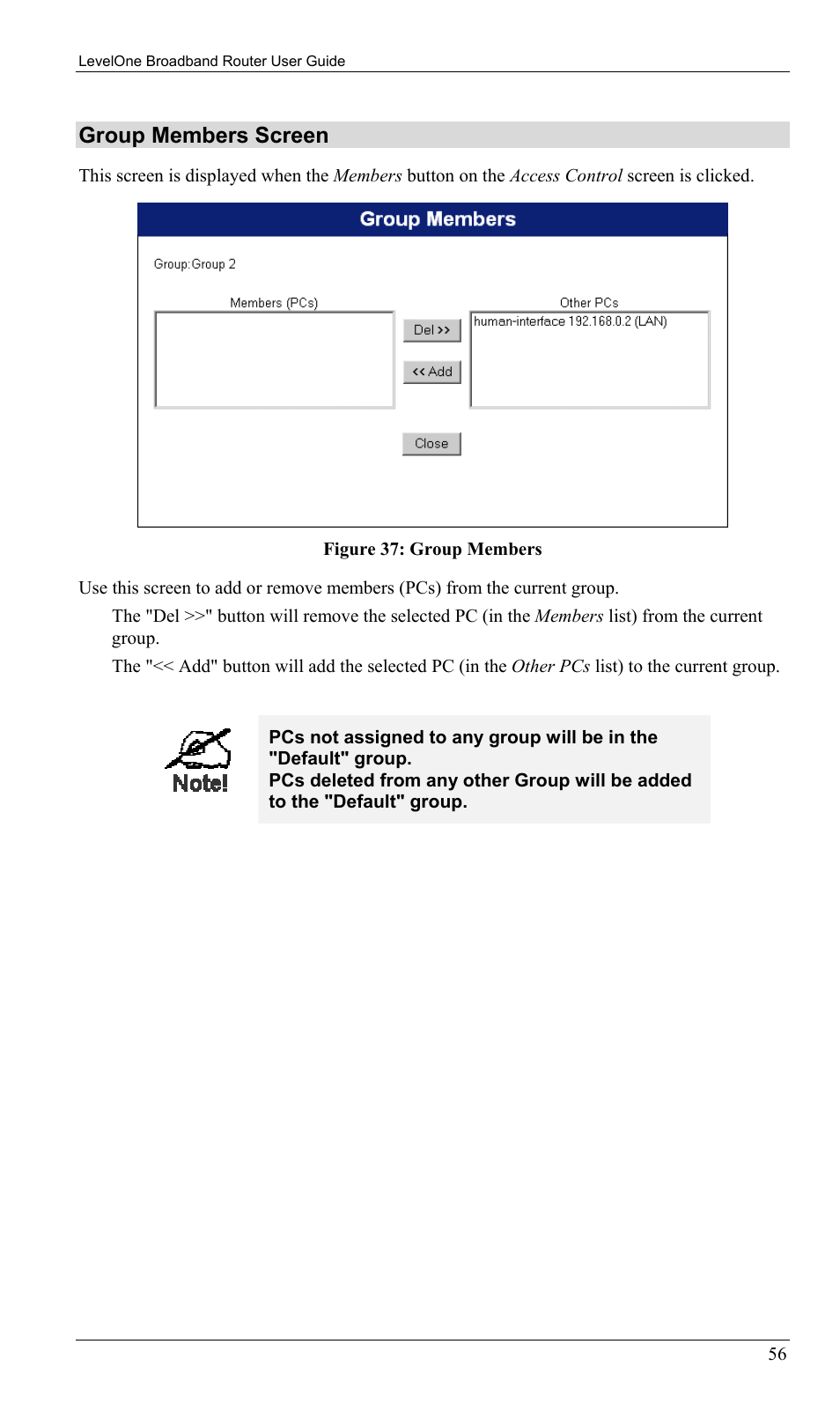 Group members screen | LevelOne FBR-1402TX User Manual | Page 59 / 92