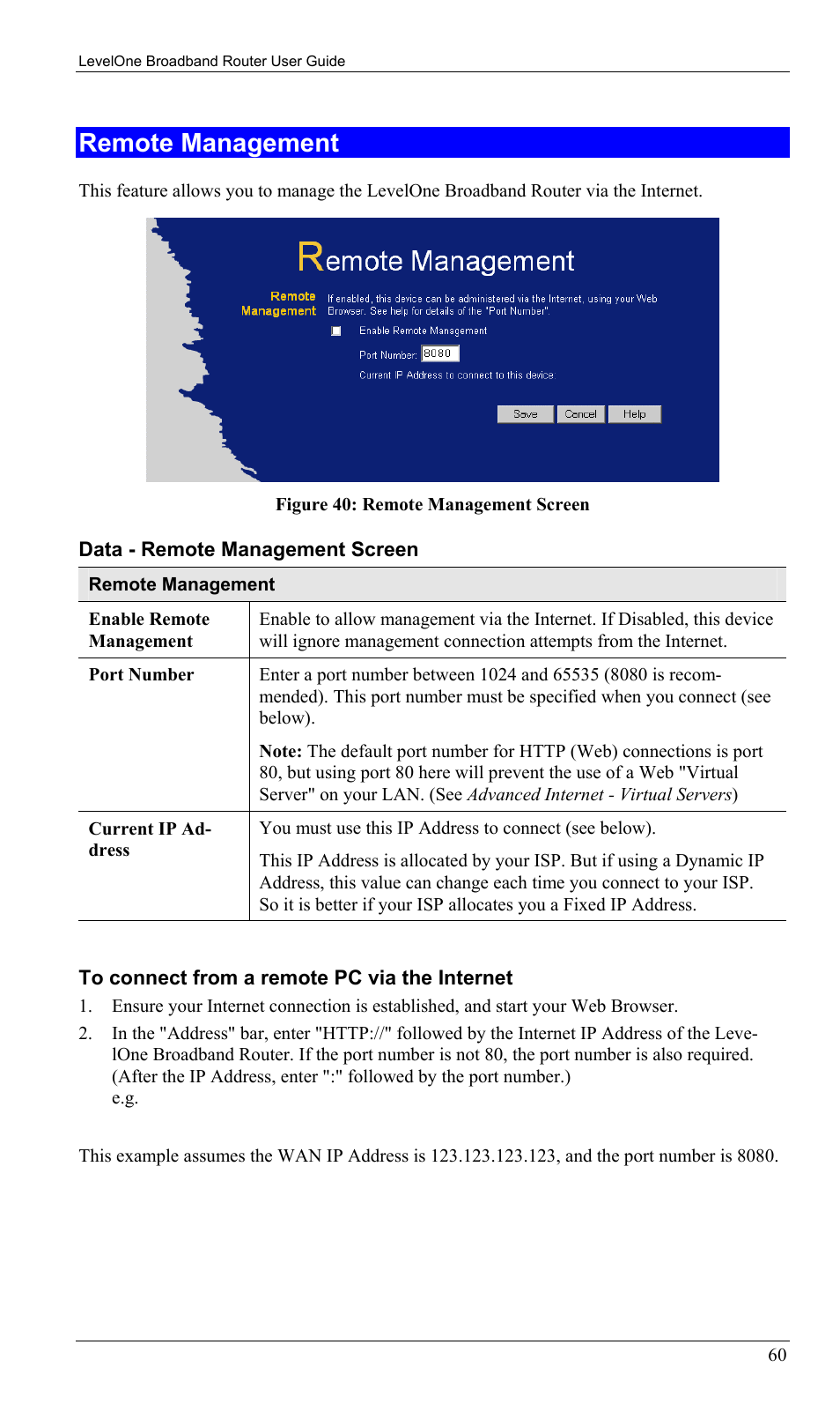 Remote management | LevelOne FBR-1402TX User Manual | Page 63 / 92