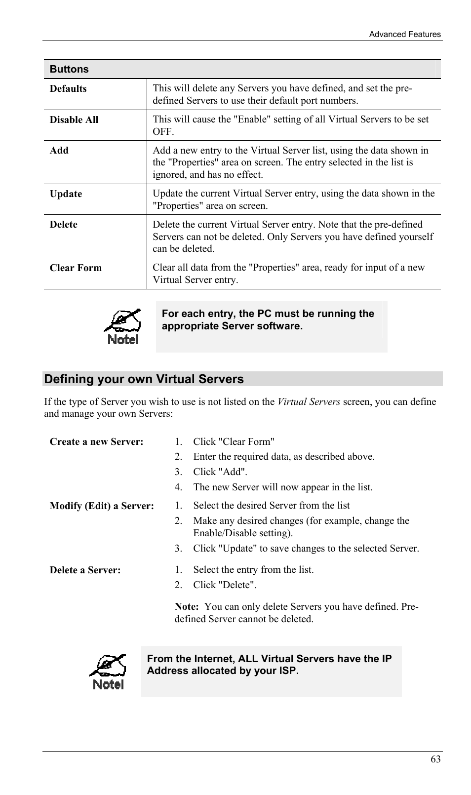 Defining your own virtual servers | LevelOne FBR-1402TX User Manual | Page 66 / 92