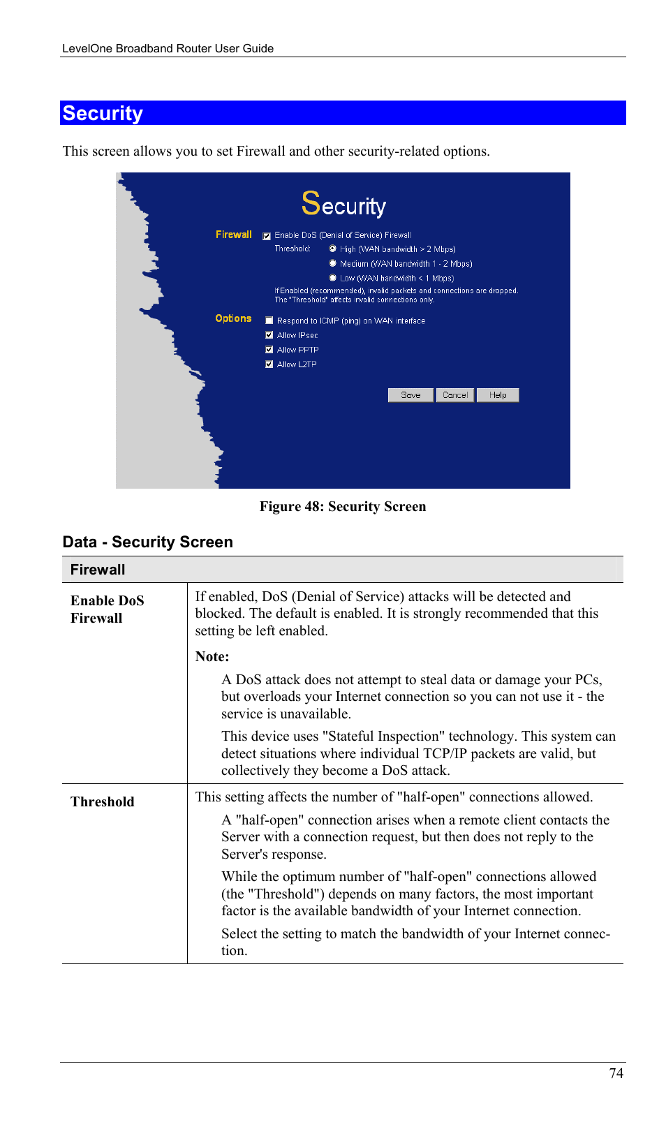 Security | LevelOne FBR-1402TX User Manual | Page 77 / 92