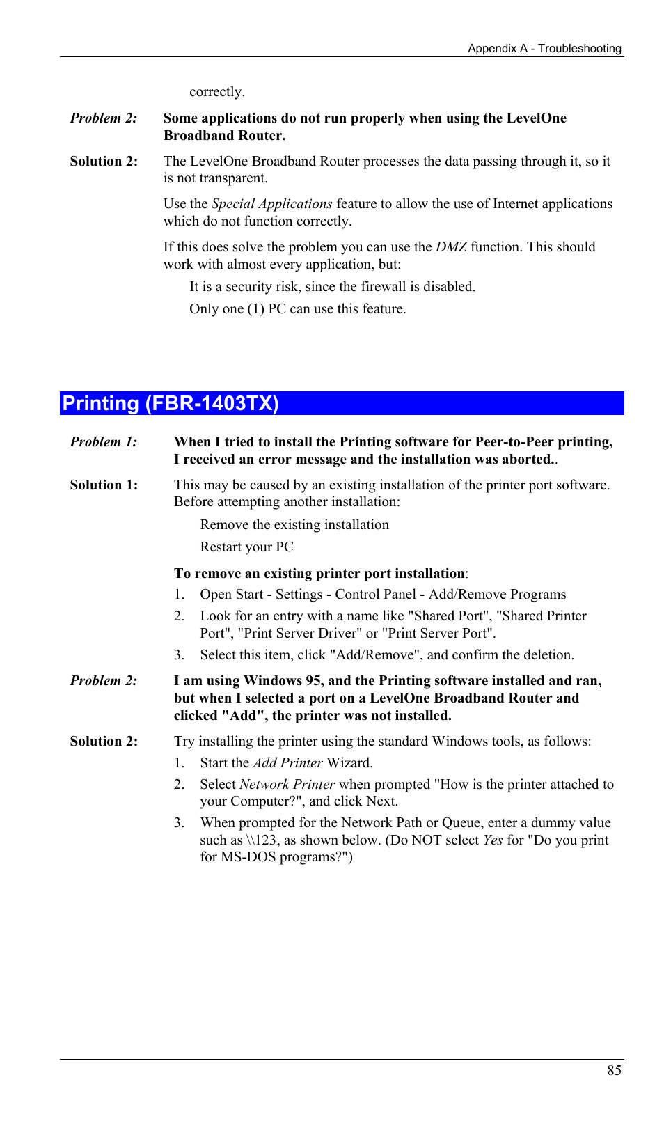 Printing (fbr-1403tx) | LevelOne FBR-1402TX User Manual | Page 88 / 92