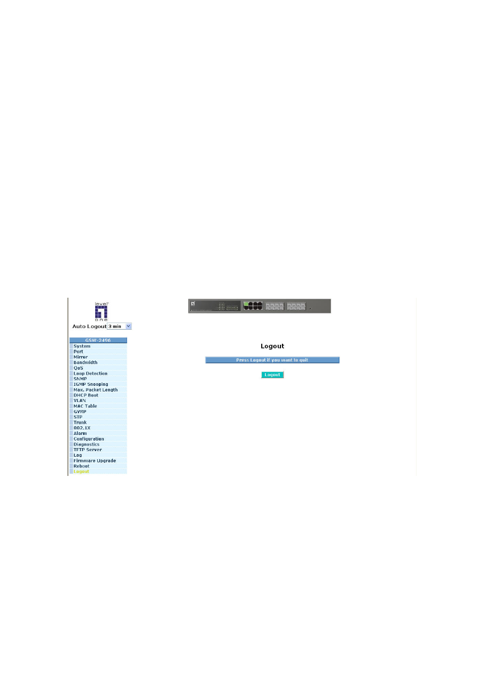 Ogout, 24. logout | LevelOne ProCon GSW-2496 User Manual | Page 149 / 247