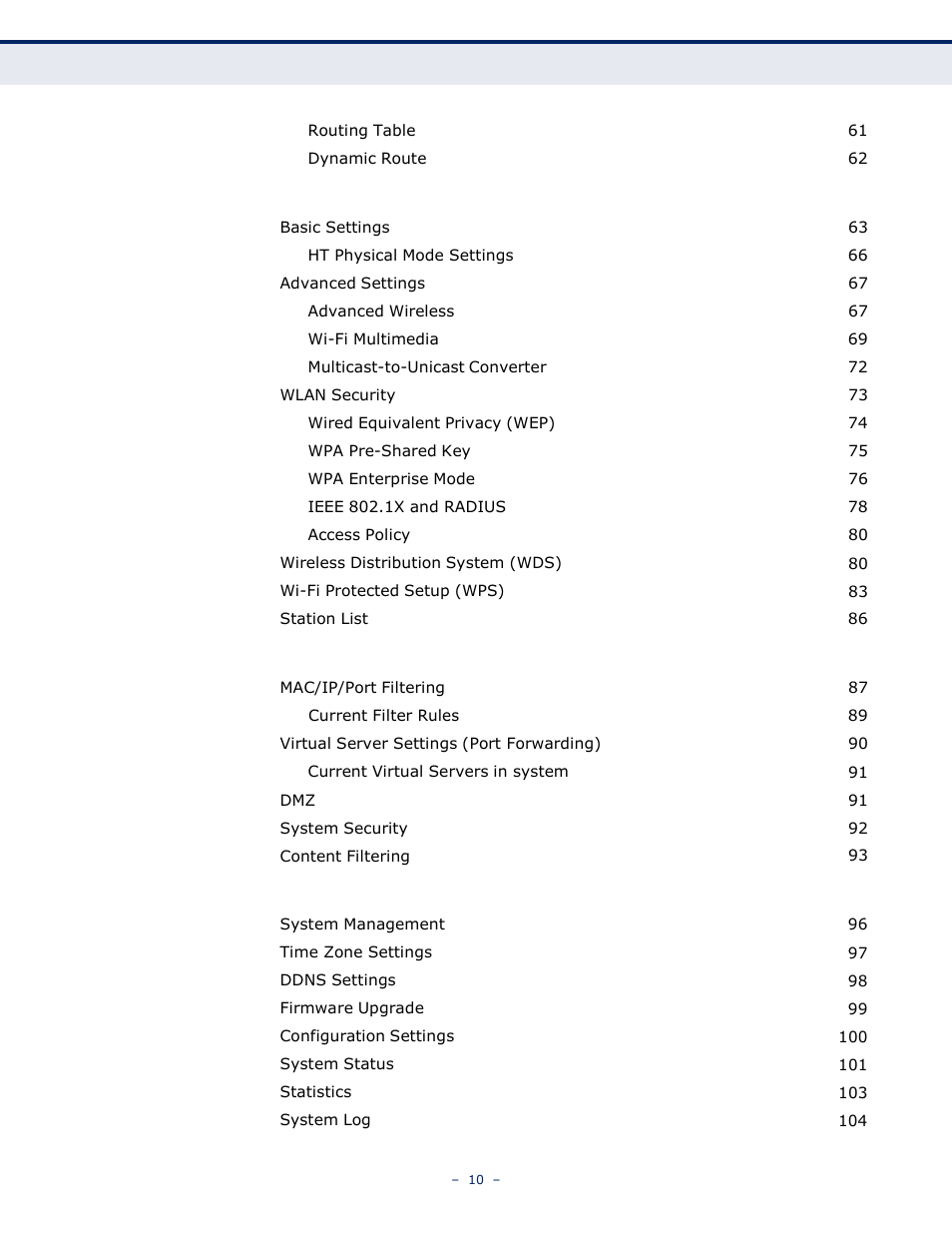 LevelOne WBR-6005 User Manual | Page 10 / 124
