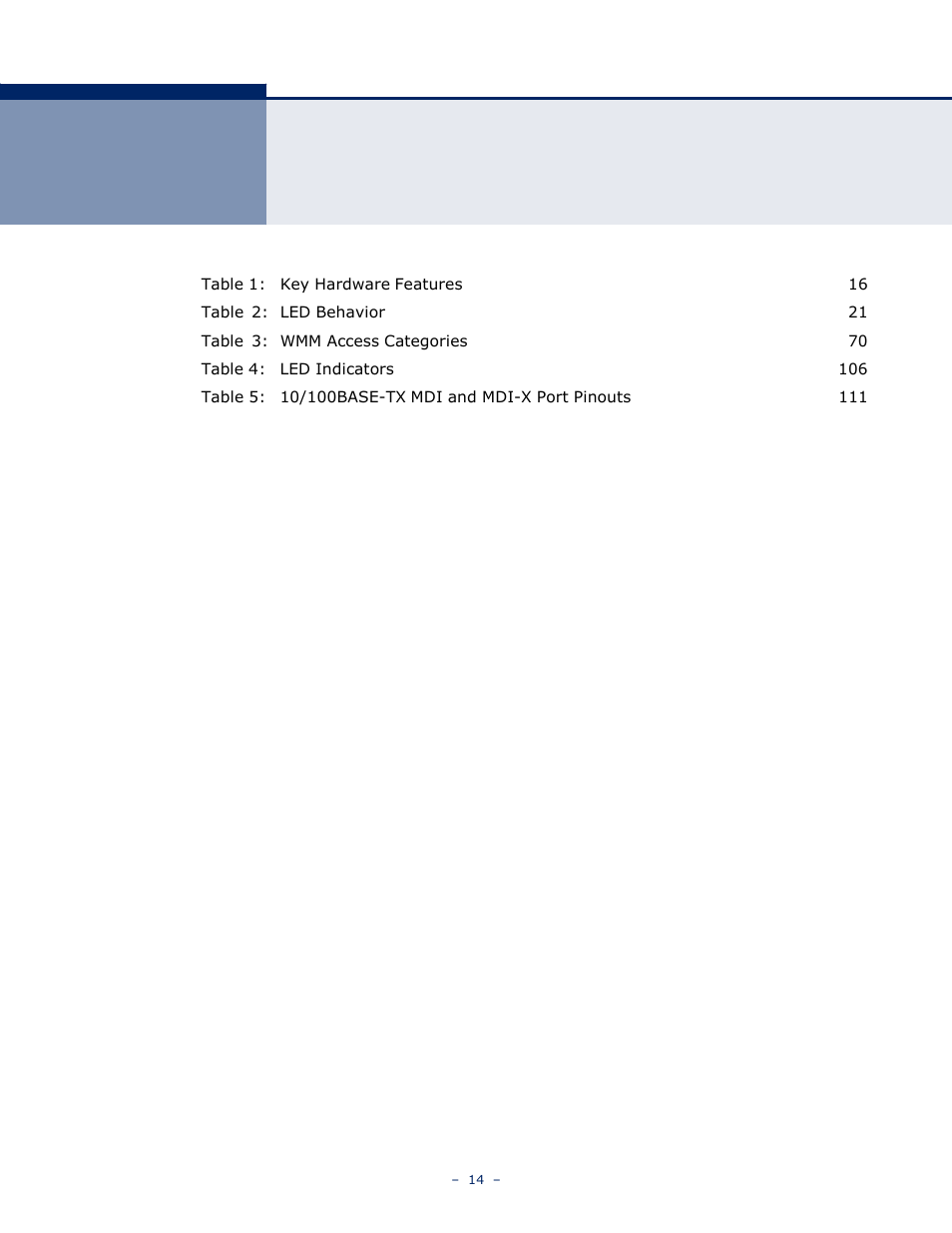 Ables | LevelOne WBR-6005 User Manual | Page 14 / 124