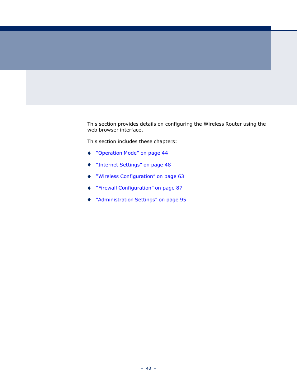 Ection, Onfiguration | LevelOne WBR-6005 User Manual | Page 43 / 124