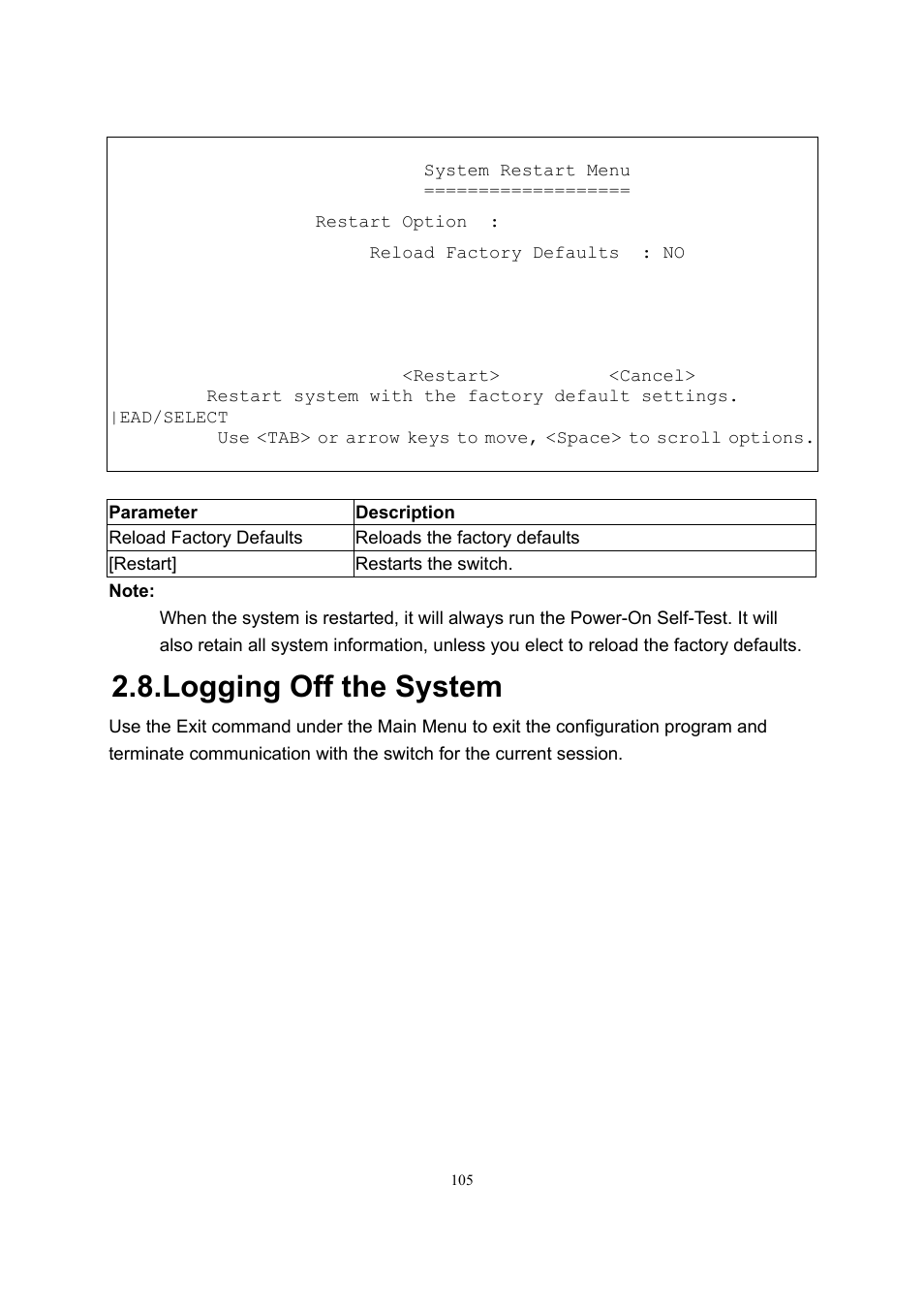 Logging off the system | LevelOne GSW-2600TXM User Manual | Page 105 / 200
