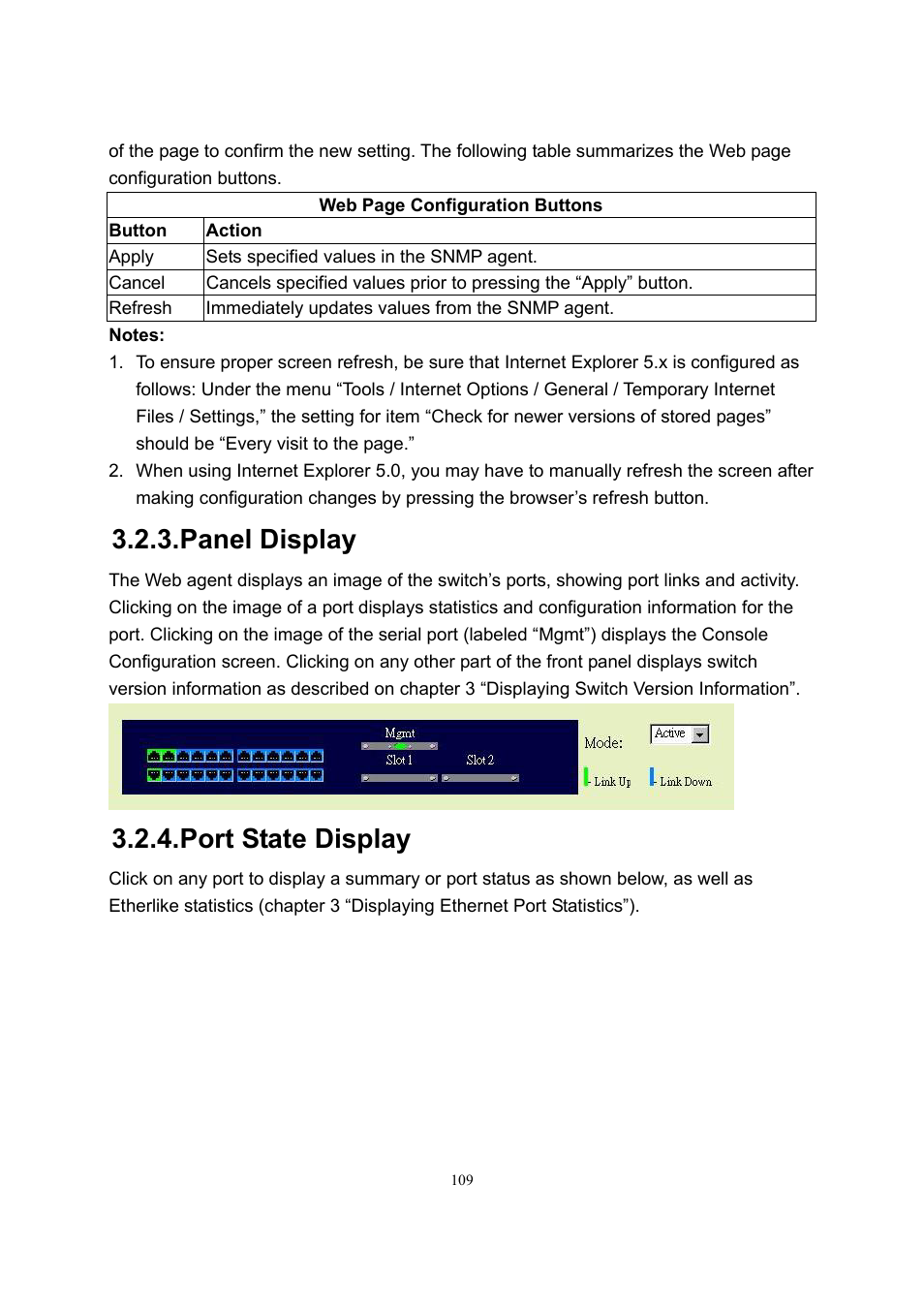 Panel display, Port state display | LevelOne GSW-2600TXM User Manual | Page 109 / 200