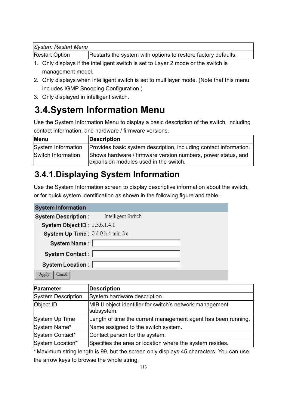 System information menu, Displaying system information | LevelOne GSW-2600TXM User Manual | Page 113 / 200