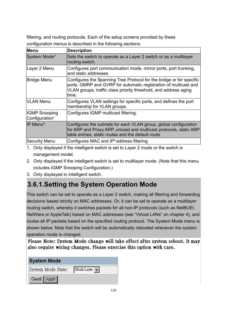 Setting the system operation mode | LevelOne GSW-2600TXM User Manual | Page 120 / 200