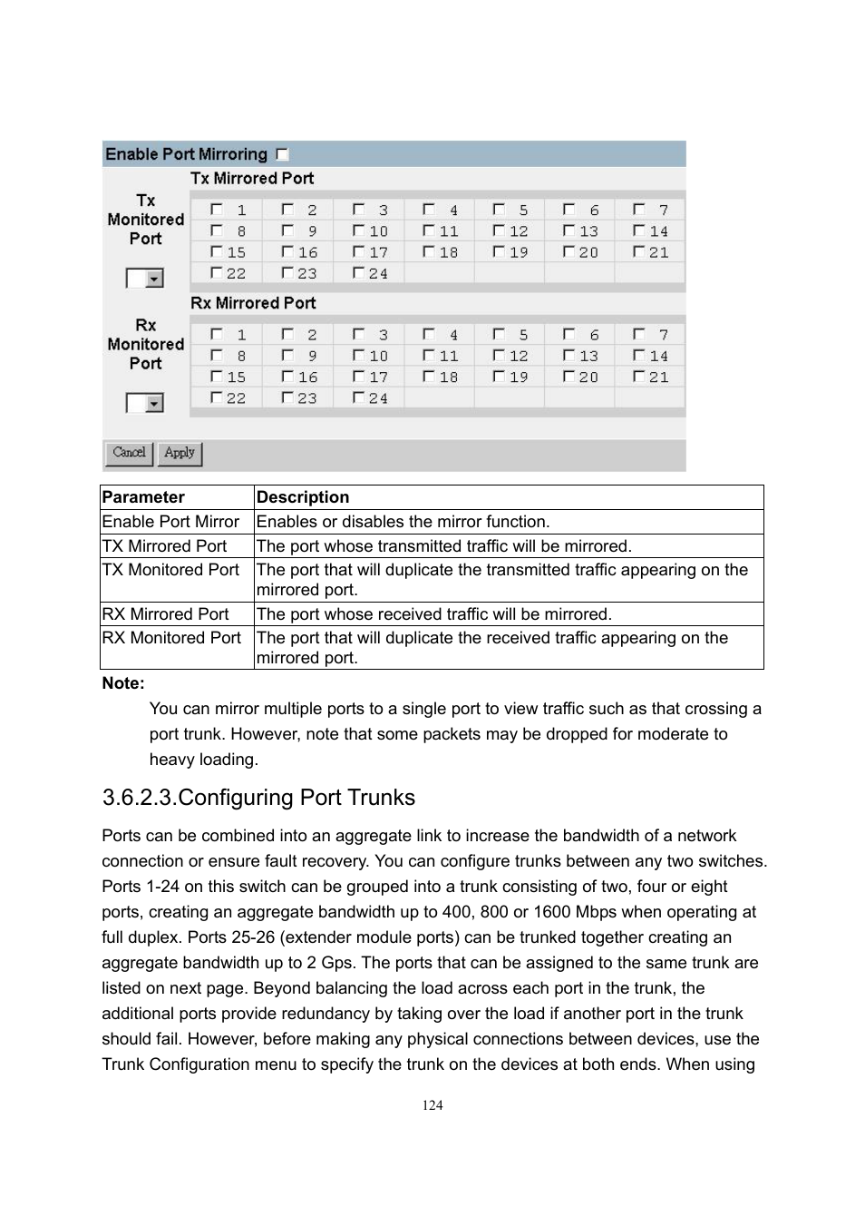 Configuring port trunks | LevelOne GSW-2600TXM User Manual | Page 124 / 200