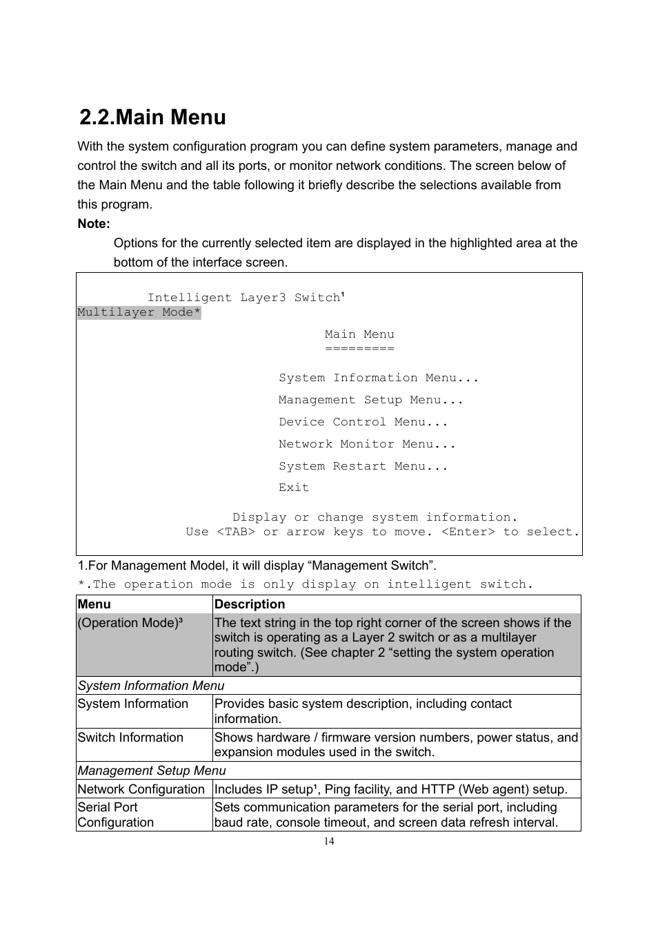 Main menu | LevelOne GSW-2600TXM User Manual | Page 14 / 200