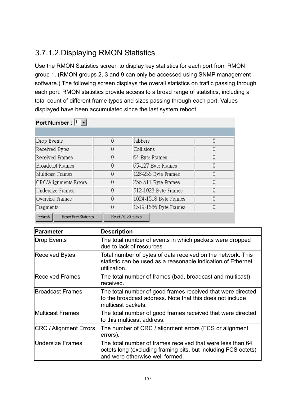 Displaying rmon statistics | LevelOne GSW-2600TXM User Manual | Page 155 / 200