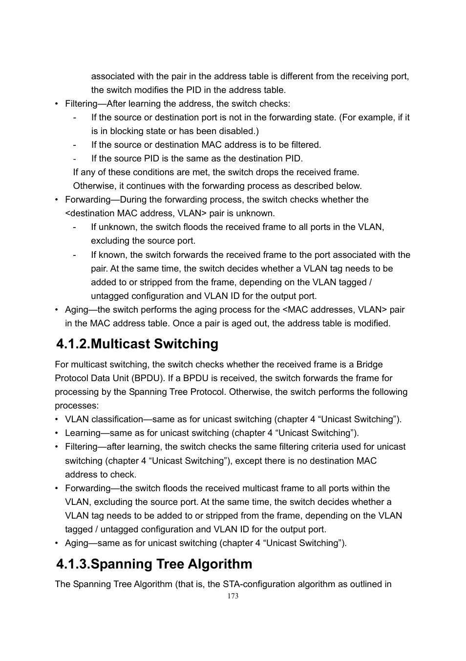 Multicast switching, Spanning tree algorithm | LevelOne GSW-2600TXM User Manual | Page 173 / 200