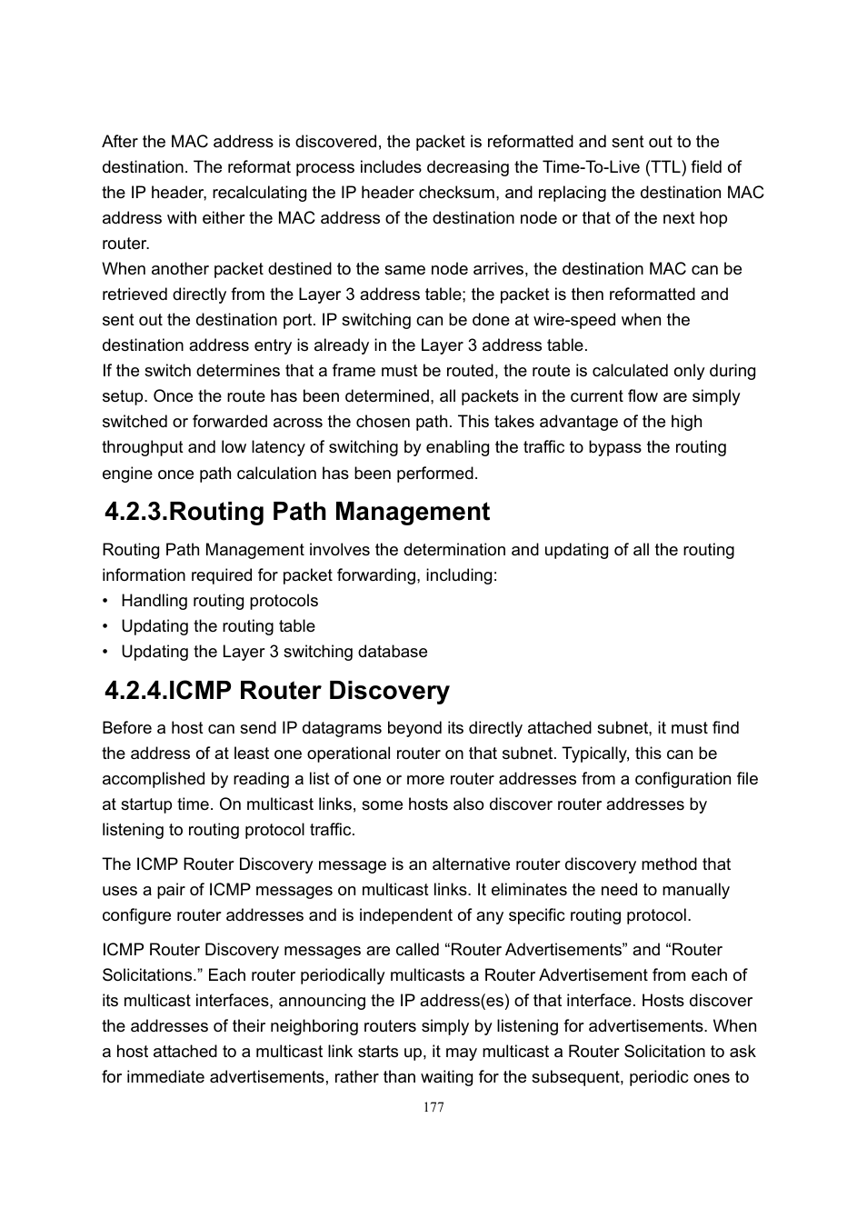 Routing path management, Icmp router discovery | LevelOne GSW-2600TXM User Manual | Page 177 / 200